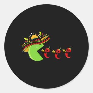 Adesivo Redondo Brincadeira Mexicana Sombrero Comendo Pimentos Que