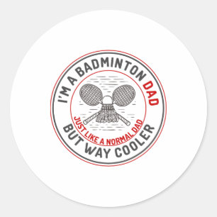 Adesivo Redondo Brincadeira Pai de Badminton Homens de Badminton J