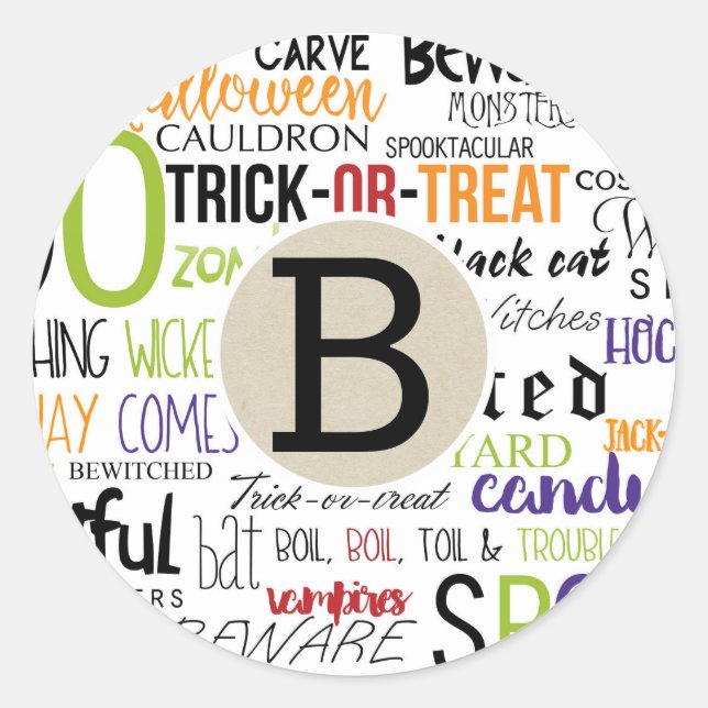 Adesivo Redondo Brincadeira Russo do Halloween Kraft Partido Favor (Frente)