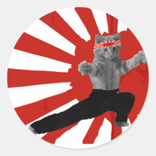 Adesivo Redondo Brincadeiras de Karate Kitten
