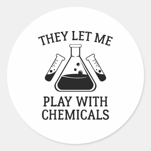 Adesivo Redondo Brincar Com Produtos Químicos (Frente)