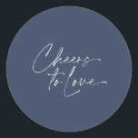 Adesivo Redondo Brinde ao Sticker de Amor – Fundo Azul Marinho<br><div class="desc">Celebre o amor com estilo com este elegante adesivo "Brinde ao amor", apresentando um fundo azul marinho profundo e tipografia branca nítida. Seu design limpo e moderno o torna perfeito para selar caixas de lembranças de casamento, sacolas de presentes ou adicionar um detalhe atencioso à papelaria do seu evento. Um...</div>