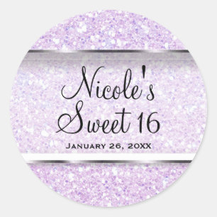 Adesivo Redondo Brinde de Festa Personalizado Sweet 16 Glamour Bri