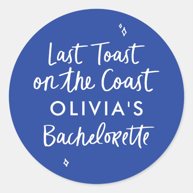 Adesivo Redondo Brinde de torrada de mão branca na costa (Frente)