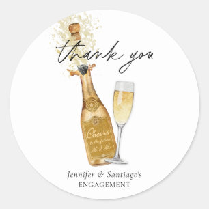 Adesivo Redondo Brinde Engajamento Champanhe Obrigado