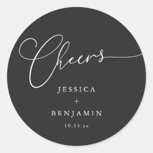 Adesivo Redondo Brinde Minimal Preto Script Favor Elegante de Casa