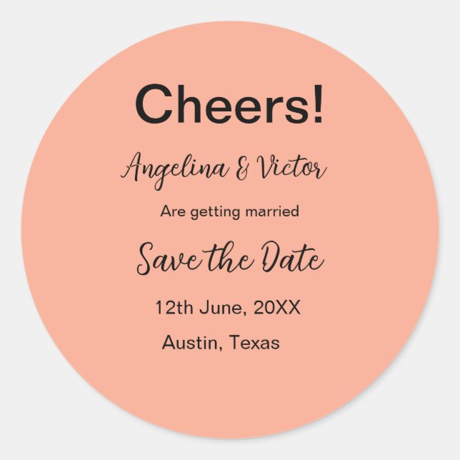 Adesivo Redondo Brindes salvam a data simples minimalista moderna  (Frente)