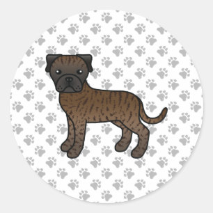 Adesivo Redondo Brindle Bullmastiff Cute Cartoon Dog