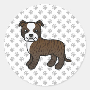 Adesivo Redondo Brindle E White Staffordshire Bull Terrier Dog