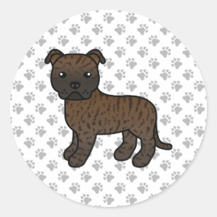 Adesivo Redondo Brindle English Staffordshire Bull Terrier Dog