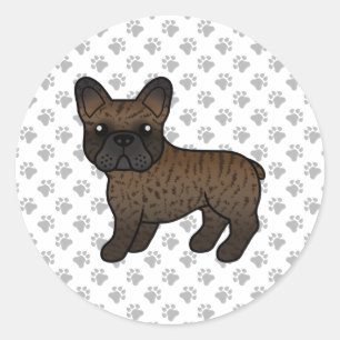 Adesivo Redondo Brindle French Bulldog Cute Cartoon Dog
