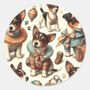 Adesivo Redondo Brinquedo de folha branca Fox Terrier sem costura