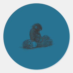 Adesivo Redondo Brinquedo de pelúcia de macaco bebê soco
