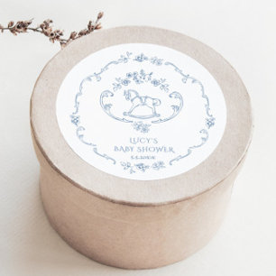 Adesivo Redondo Brinquedo vintage Toile moldura Chinoiserie chá de