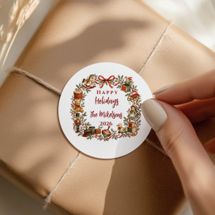 Adesivo Redondo Brinquedos de Natal Caprichosos de Contos de Fadas