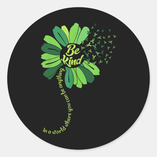 Adesivo Redondo Brisa Verde Brisa Sunflower Mental Health Awarenes (Frente)