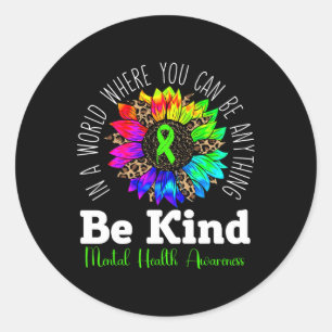 Adesivo Redondo Brisa Verde Brisa Sunflower Mental Health Awarenes