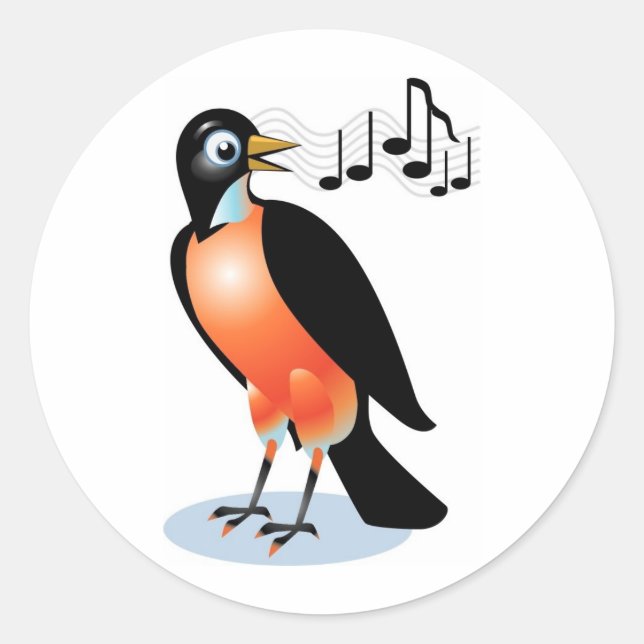 Adesivo Redondo Brisa Vermelha Laranja Laranja Robin Singing (Frente)