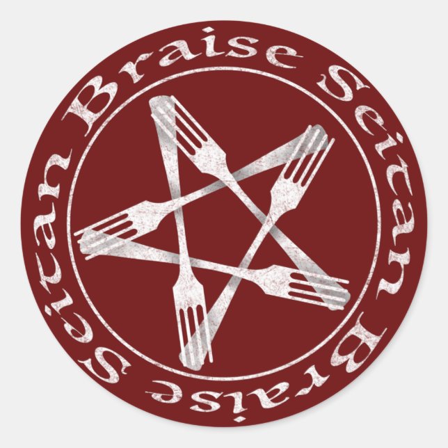 Adesivo Redondo Brise Seitan Vegan Pentagram (versão leve) (Frente)