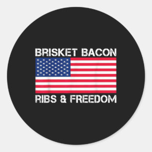 Adesivo Redondo Brisket Bacon Ribs & Freedom Grill Meat Sm