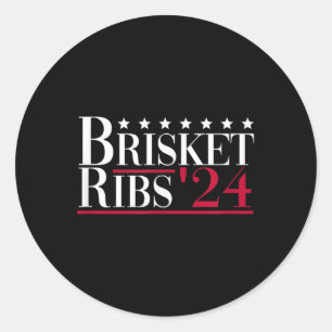 Adesivo Redondo Brisket Ribs 2024 - Engraçado Barbecue Político E