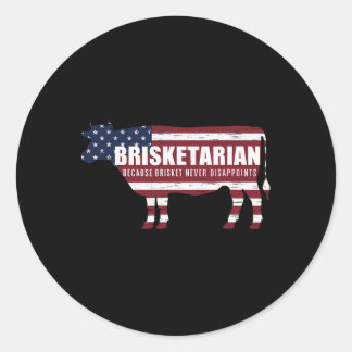 Adesivo Redondo Brisketarian Brisket Churrasco Humor Crude Byrbecu