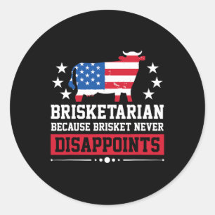 Adesivo Redondo Brisketarian Porque Brisket Nunca Descarta Churras