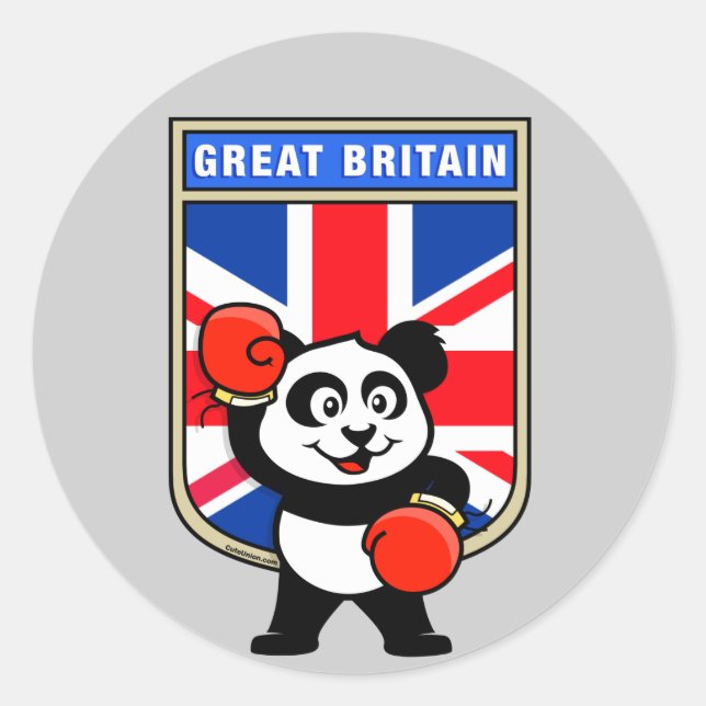 Adesivo Redondo British Boxing Panda (Frente)