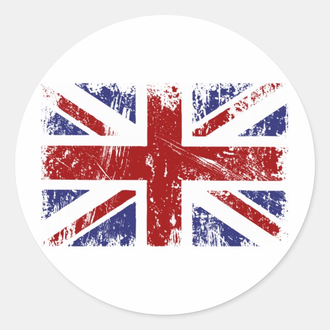 Adesivo Redondo British Flag Union Jack Punk Grunge (Frente)