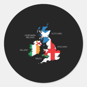 Adesivo Redondo British Isles Sea Ireland Scotland Wales England M