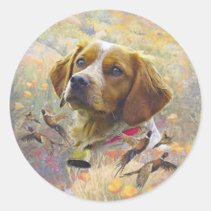 Adesivo Redondo Brittany Spaniel Art ,