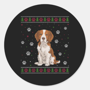Adesivo Redondo Brittany Spaniel Christmas Sweet Xmas Animal