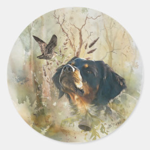 Adesivo Redondo Brittany Spaniel e pinto