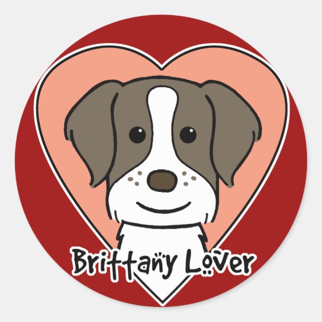 Adesivo Redondo Brittany Spaniel Lover (Frente)