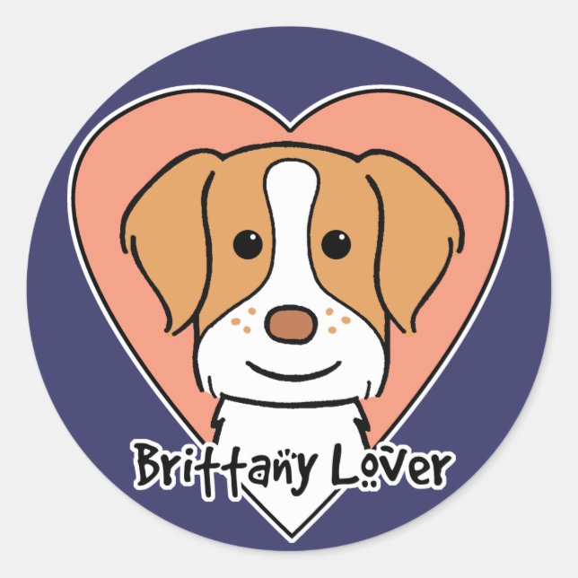 Adesivo Redondo Brittany Spaniel Lover (Frente)