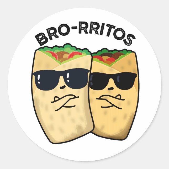 Adesivo Redondo Bro-rritos Piada de Burrito Engraçada  (Frente)
