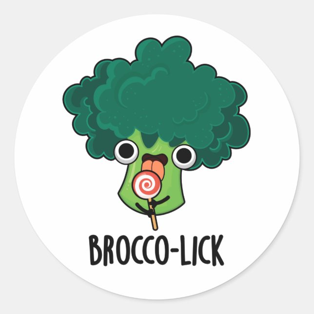 Adesivo Redondo Brocco lambk Funny Veggie Broccoli Pun (Frente)