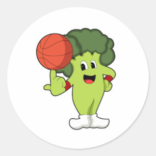 Adesivo Redondo Brócolis nos Esportes de Basquetebol