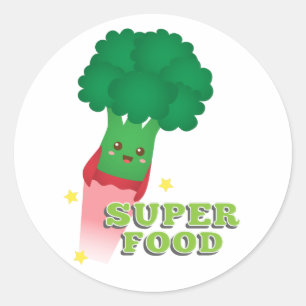 Adesivo Redondo Brócolis Vegetal Fofo, Superalimento