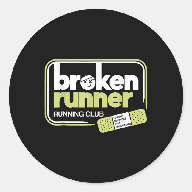 Adesivo Redondo Broken Runner Runner Club Transformando Atrasos Em (Frente)