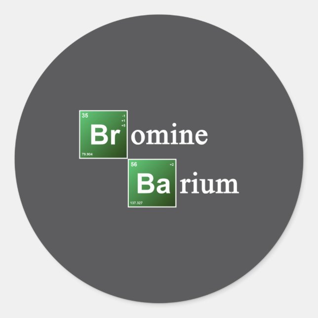 Adesivo Redondo Bromine And Barium Periodic Table Chemistry Elemen (Frente)