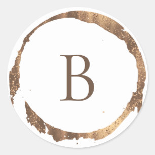 Adesivo Redondo Bronze Cobre Dourado Glitter Lamé Brilho Monograma