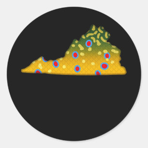 Adesivo Redondo Brook Trout Fish Virginia Estado Do Mapa Da Pesca