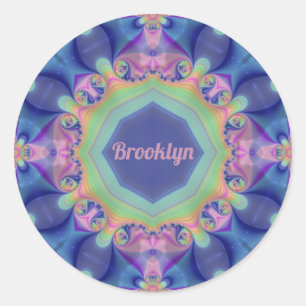 Adesivo Redondo BROOKLYN ~ Abstrato do Pastel Kaleidoscope Padrão