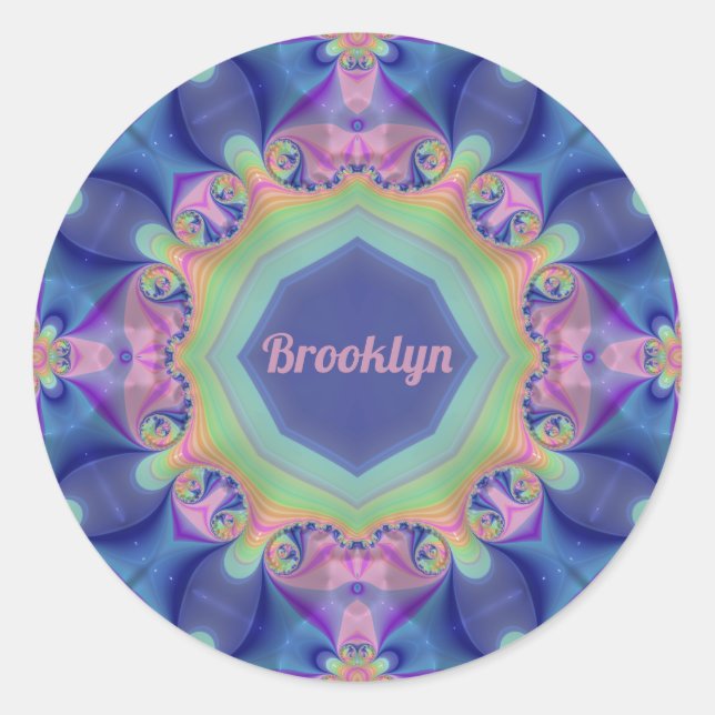 Adesivo Redondo BROOKLYN ~ Abstrato do Pastel Kaleidoscope Padrão  (Frente)