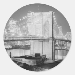 Adesivo Redondo Brooklyn Bridge Black & White