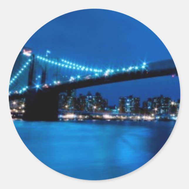 Adesivo Redondo Brooklyn Bridge, Nova Iorque (Frente)