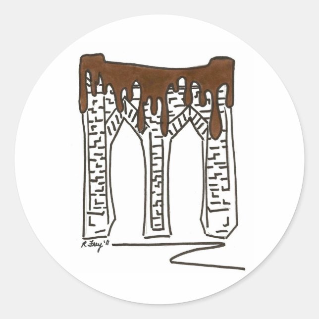 Adesivo Redondo Brooklyn Bridge NYC - Chocolate de Namorados Nova  (Frente)