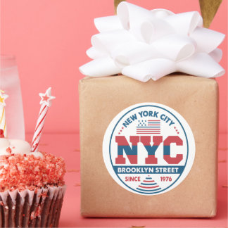 Adesivo Redondo Brooklyn e Nova Iorque