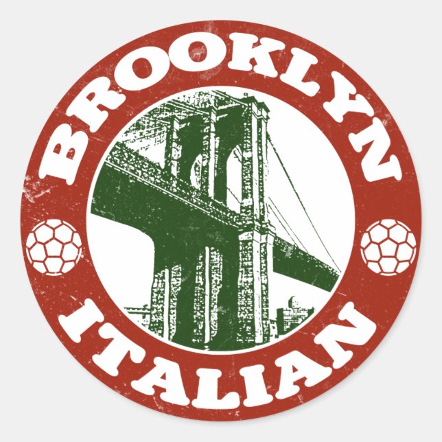Adesivo Redondo Brooklyn New York - Italianos (Frente)